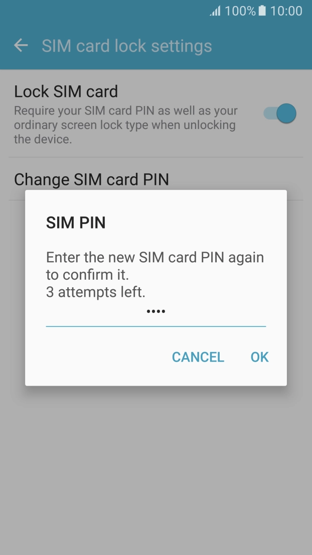 Key in the new PIN again and press OK.