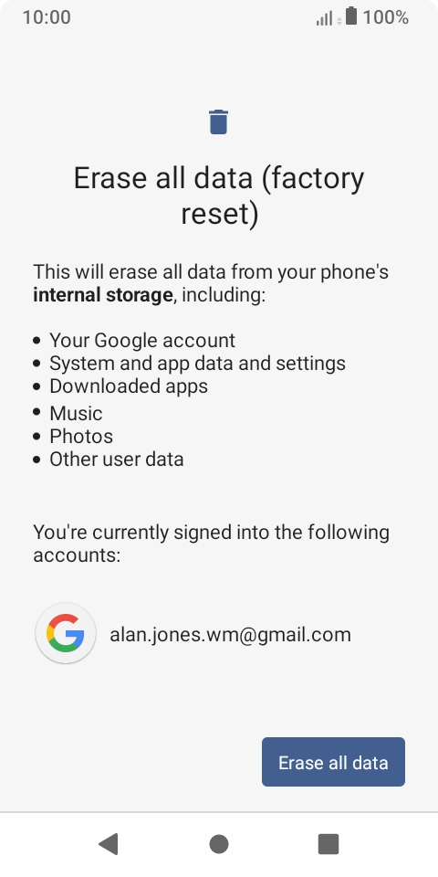Press Erase all data.