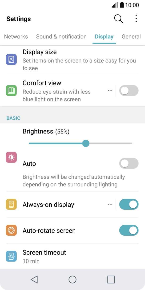 Press Screen timeout.