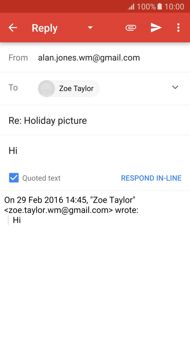 Write the required text and press the send icon.