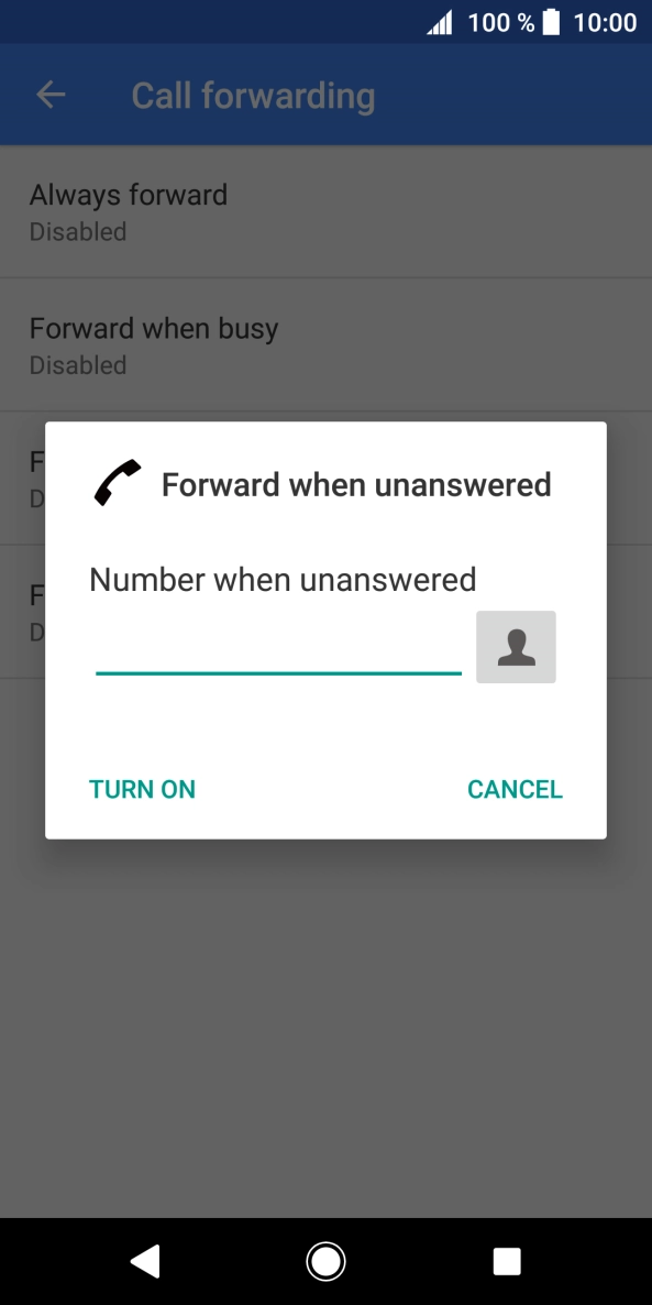 Key in +61101 and press TURN ON.