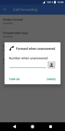 Key in +61101 and press TURN ON.