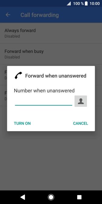 Key in +61101 and press TURN ON.