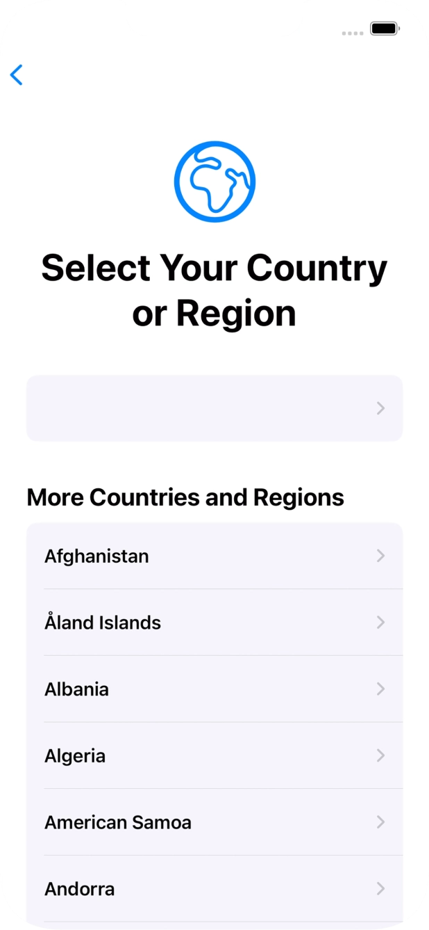 Press the required country or area.