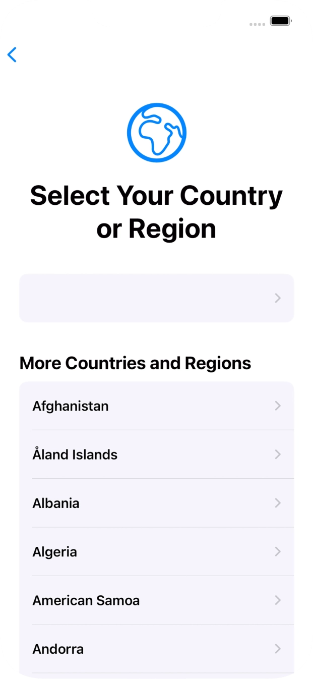 Press the required country or area.