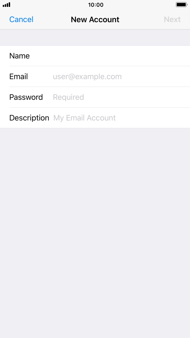 Press Email and key in your email address.