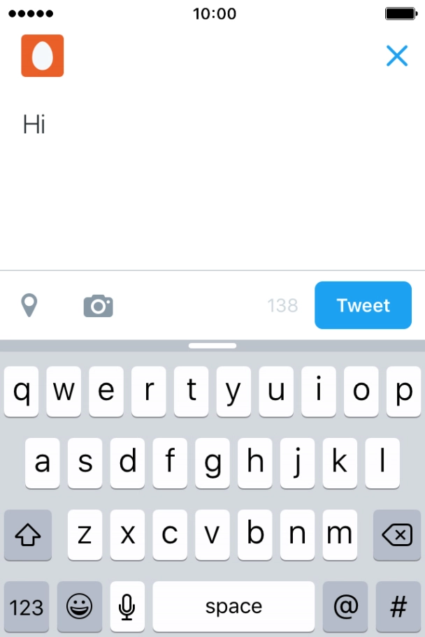 Write the required text and press Tweet. Write the required text and press Tweet.