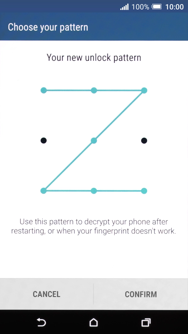 Repeat the selected phone lock code and press CONFIRM.