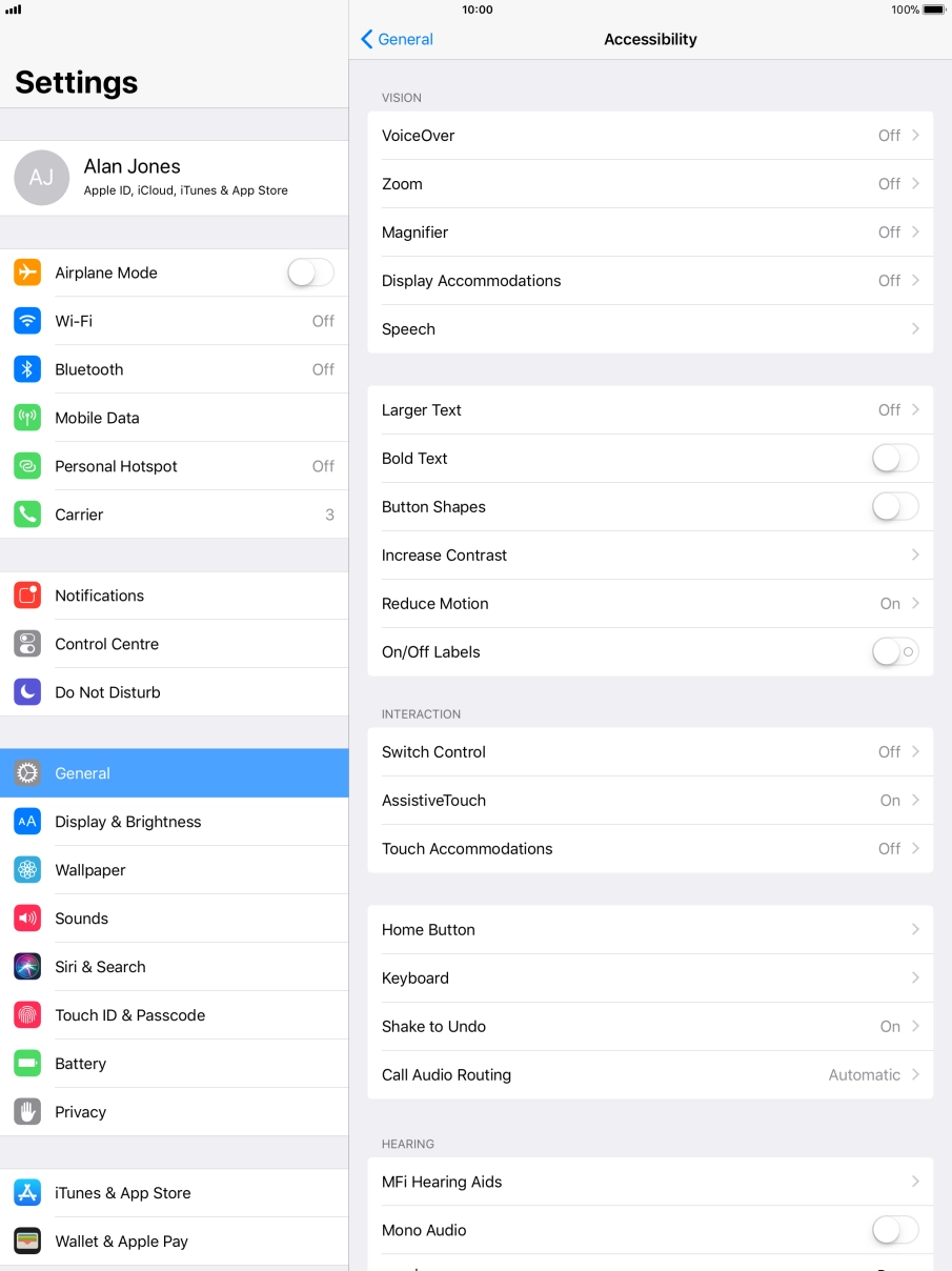 Press Display Accommodations.
