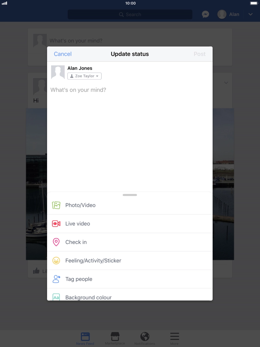 Press the text input field.