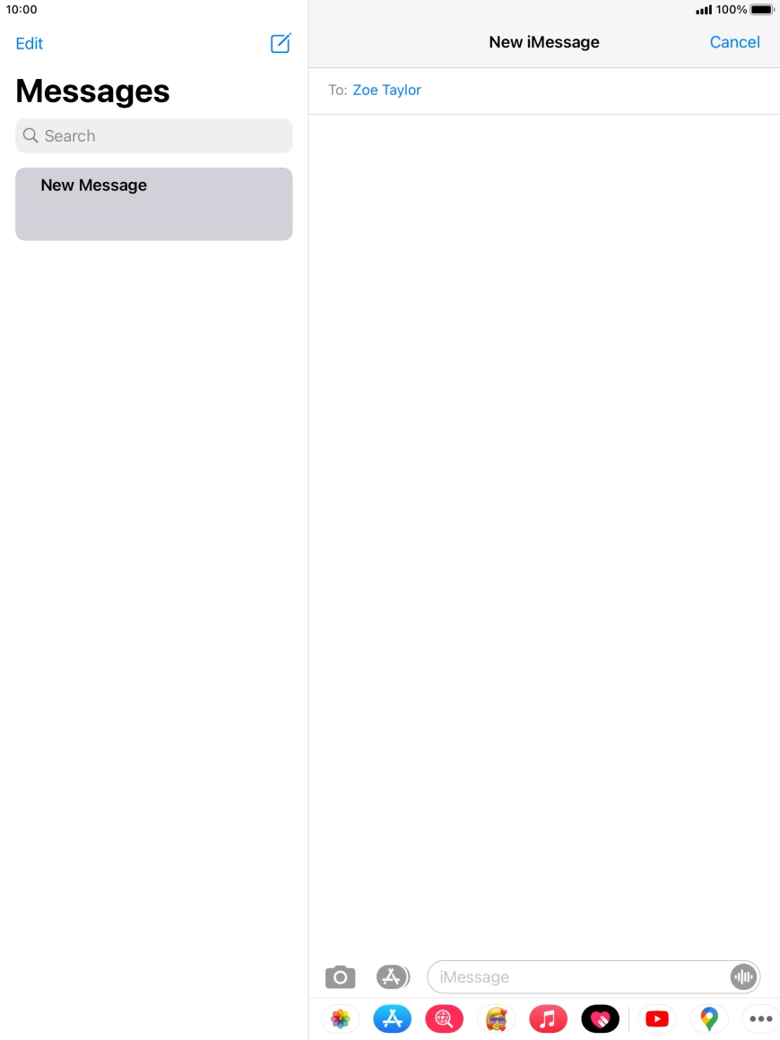 Press the text input field and write the required text.