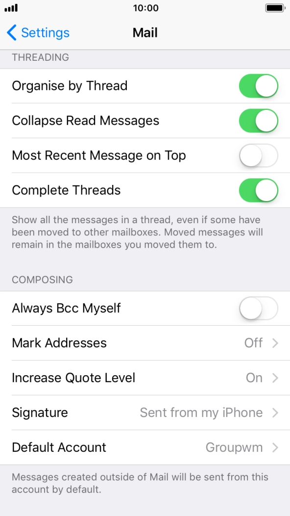 Press Default Account.