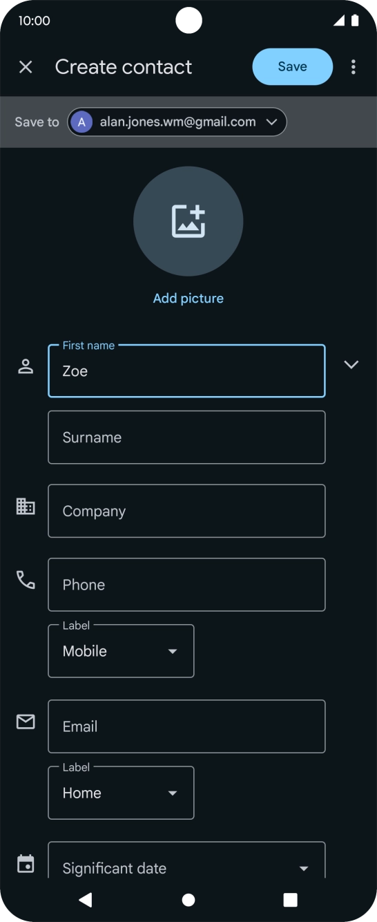 Press Surname and key in the last name.