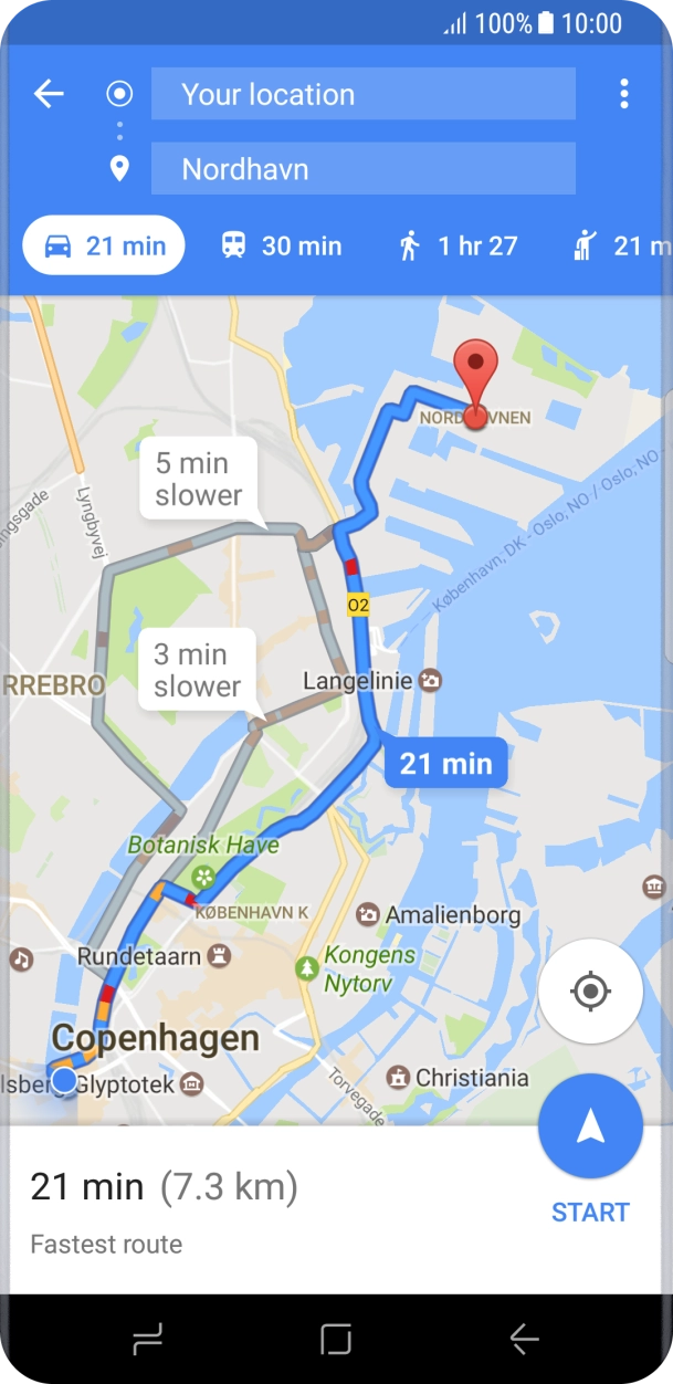 Press the required mode of transportation.