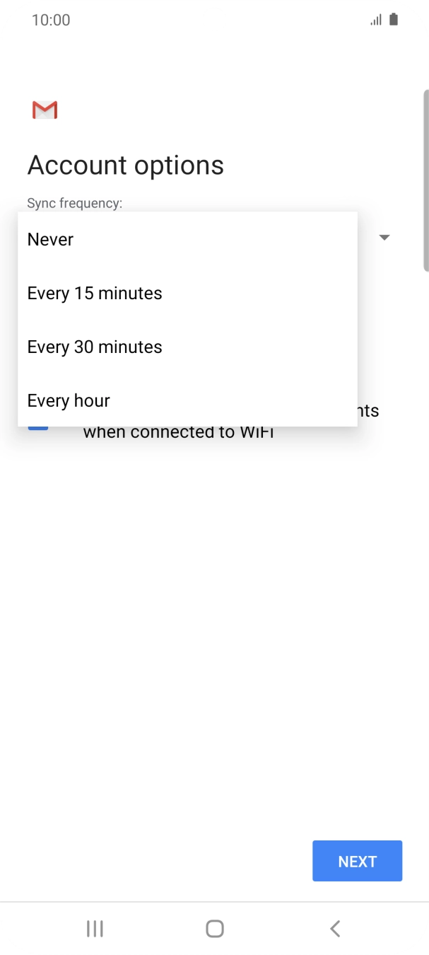 Press the required setting.