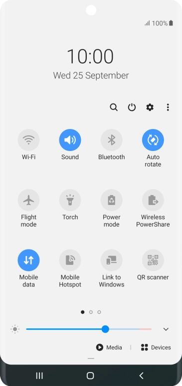 Press Flight mode to turn the function on or off. Press Flight mode to turn the function on or off.