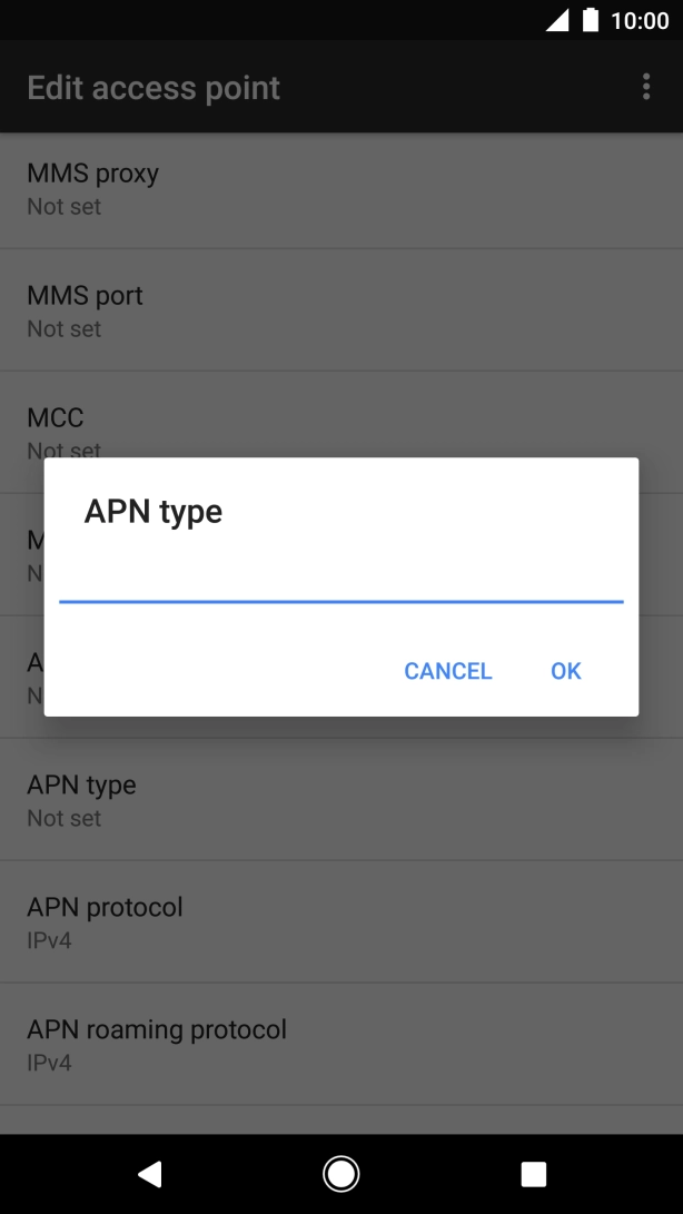 Key in default and press OK.