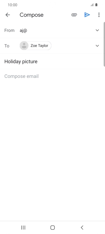 Press the text input field and write the text for your email. Press the text input field and write the text for your email.