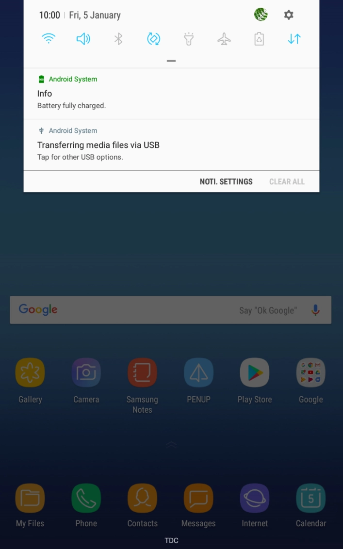 Press Tap for other USB options..