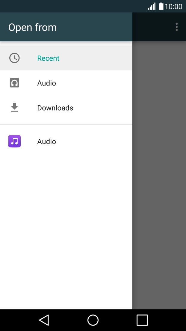 Press Audio and go to the required folder.