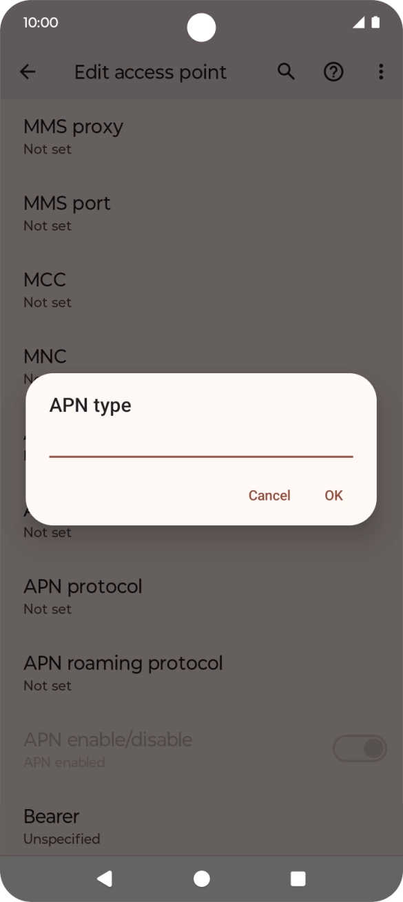 Key in default and press OK.