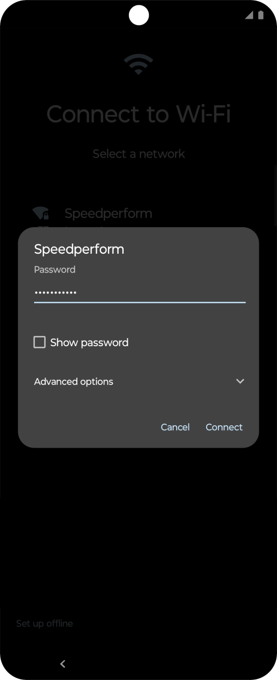 Key in the password for the Wi-Fi network and press Connect. Key in the password for the Wi-Fi network and press Connect.