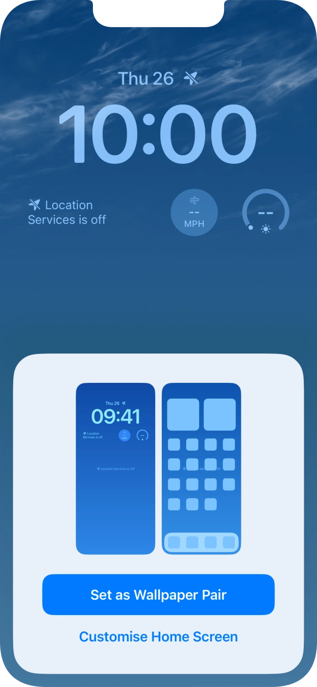 To use the same colour theme on the home screen, press Set as Wallpaper Pair.