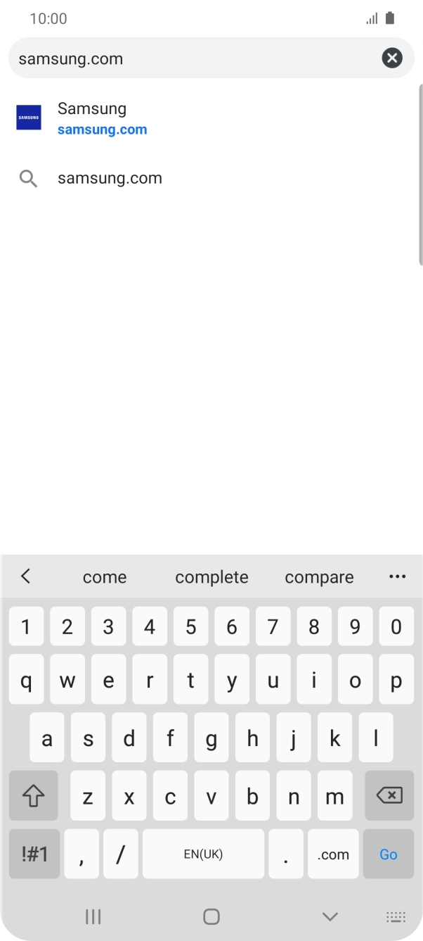 Key in the address of the required web page and press Go.