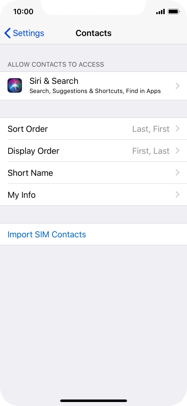 Press Import SIM Contacts.