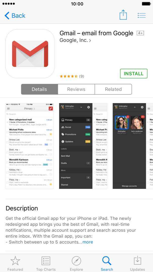 Press INSTALL and wait while Gmail is installed. Press INSTALL and wait while Gmail is installed.