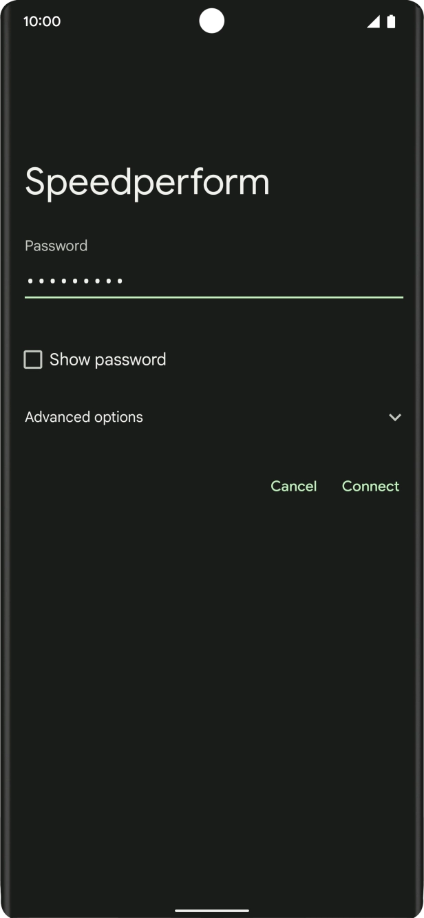 Key in the password for the Wi-Fi network and press Connect.