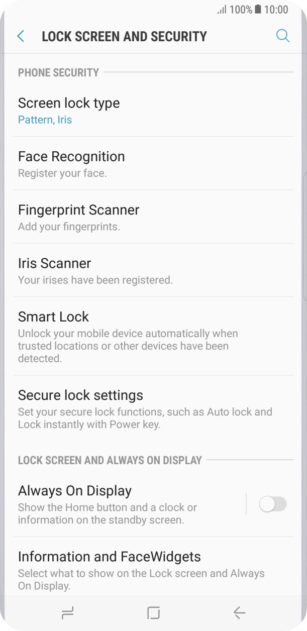 Press Screen lock type and key in the current phone lock code.