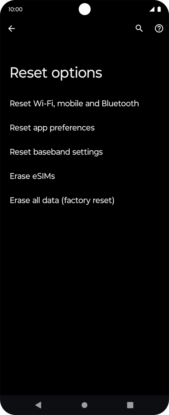 Press Erase all data (factory reset).