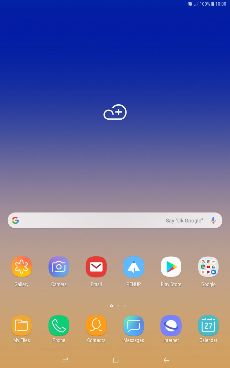 The alarm icon shows that the alarm is set.