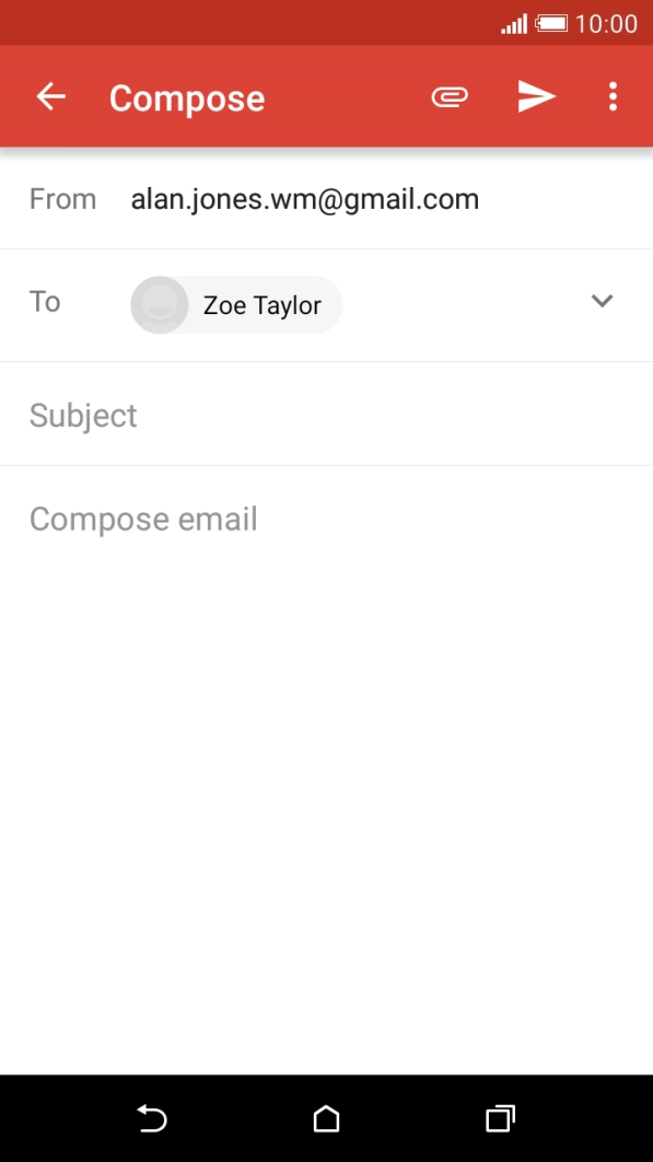 Press Subject and key in a subject for the email.