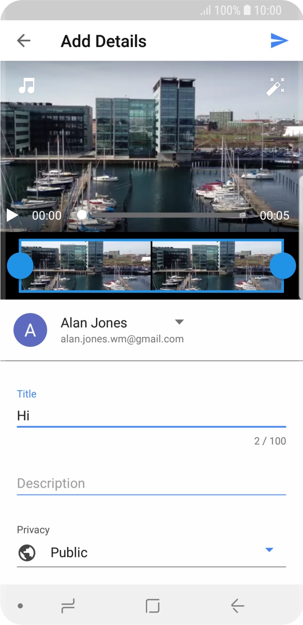 Key in the required text and press the upload icon.