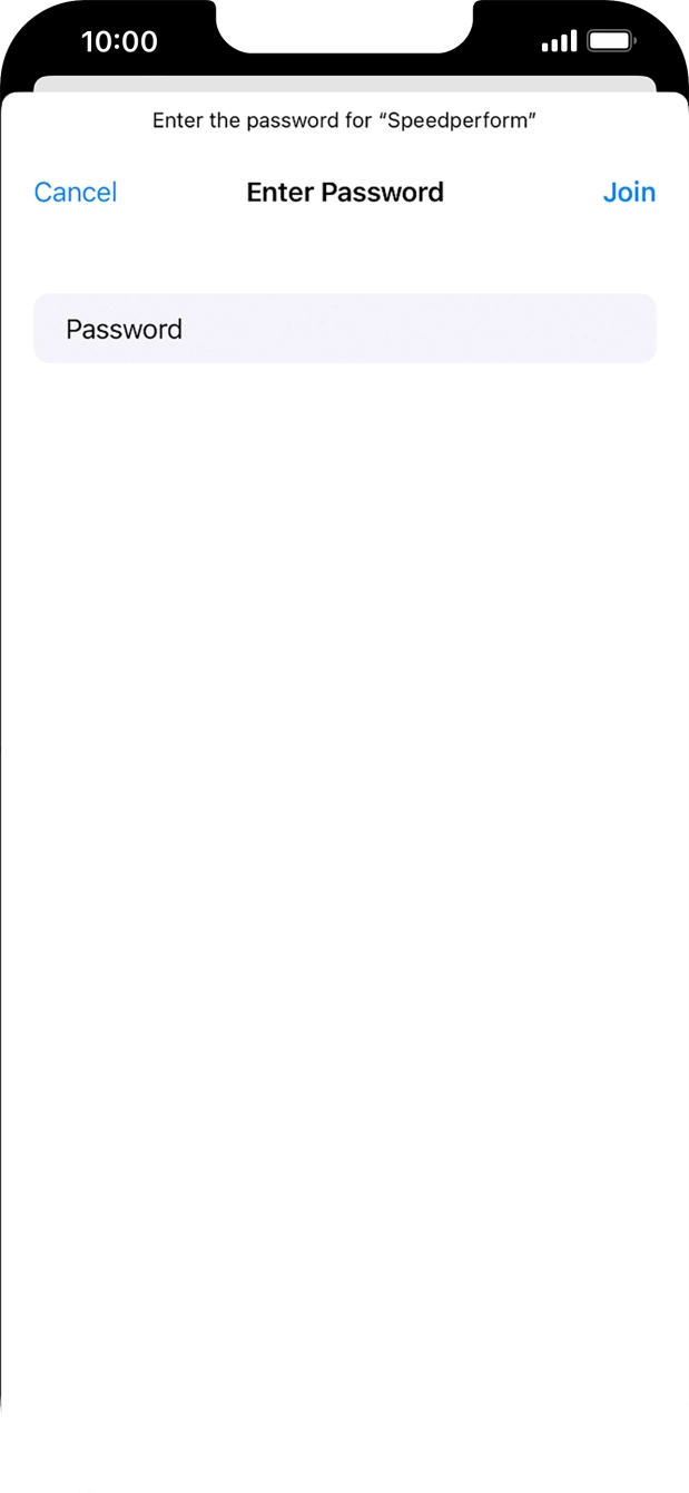 Key in the password for the Wi-Fi network and press Join.