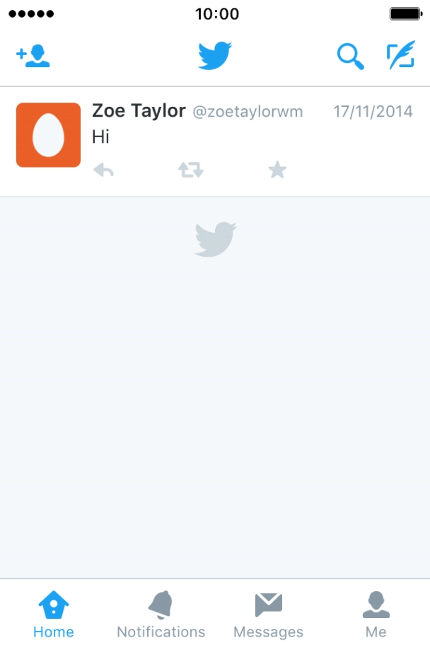 Press the new tweet icon. Press the new tweet icon.