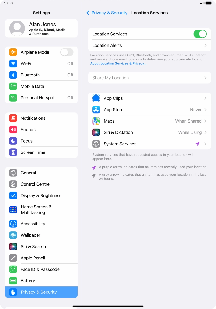 Press the required application.