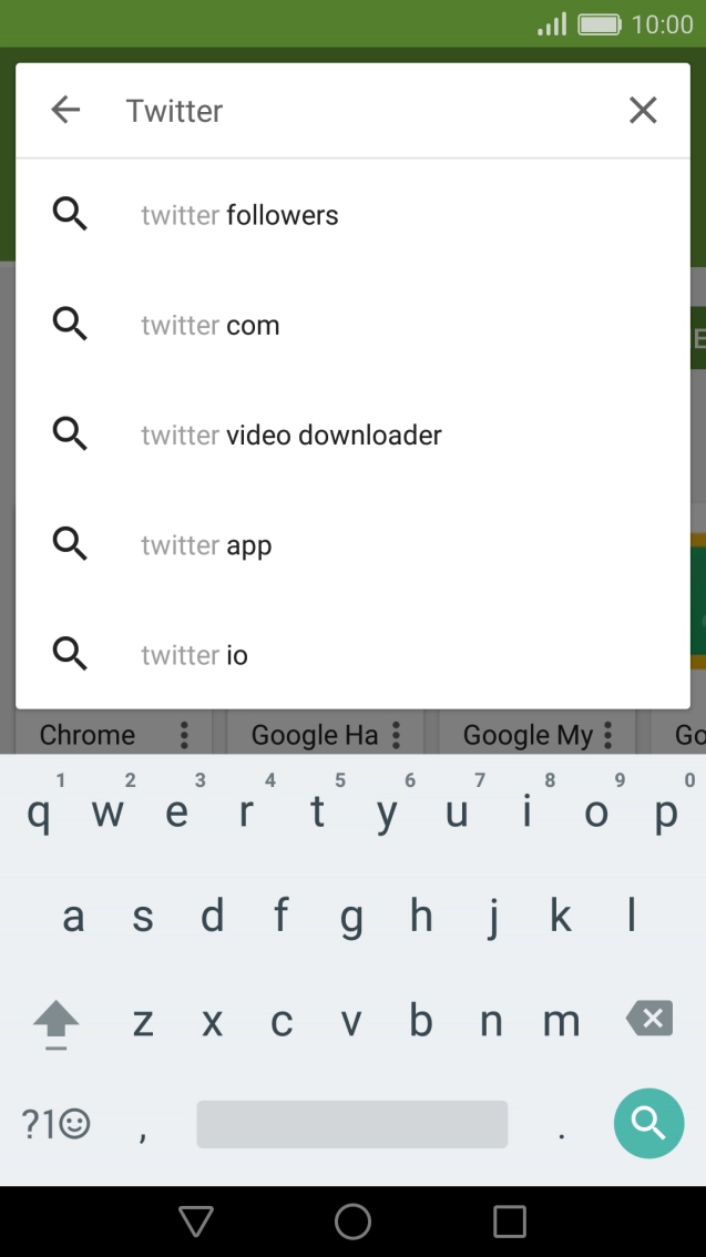 Key in Twitter and press the search icon.