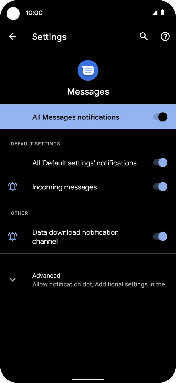 Press the indicator next to 