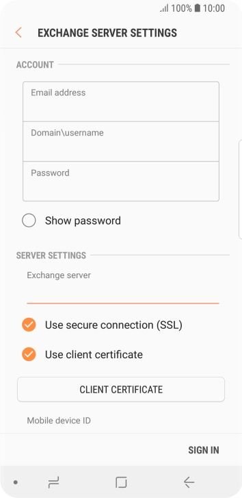 If you turn on the function, press CLIENT CERTIFICATE and follow the instructions on the screen to install the required certificate. If you turn on the function, press CLIENT CERTIFICATE and follow the instructions on the screen to install the required certificate.