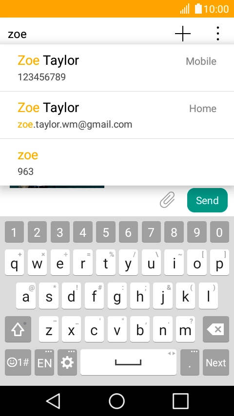 Key in the first letters of the recipient's name and press the required contact.