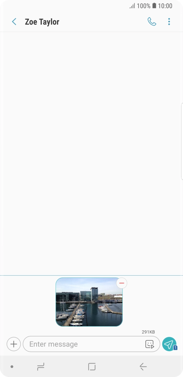 Press the text input field and write the text for your picture message.