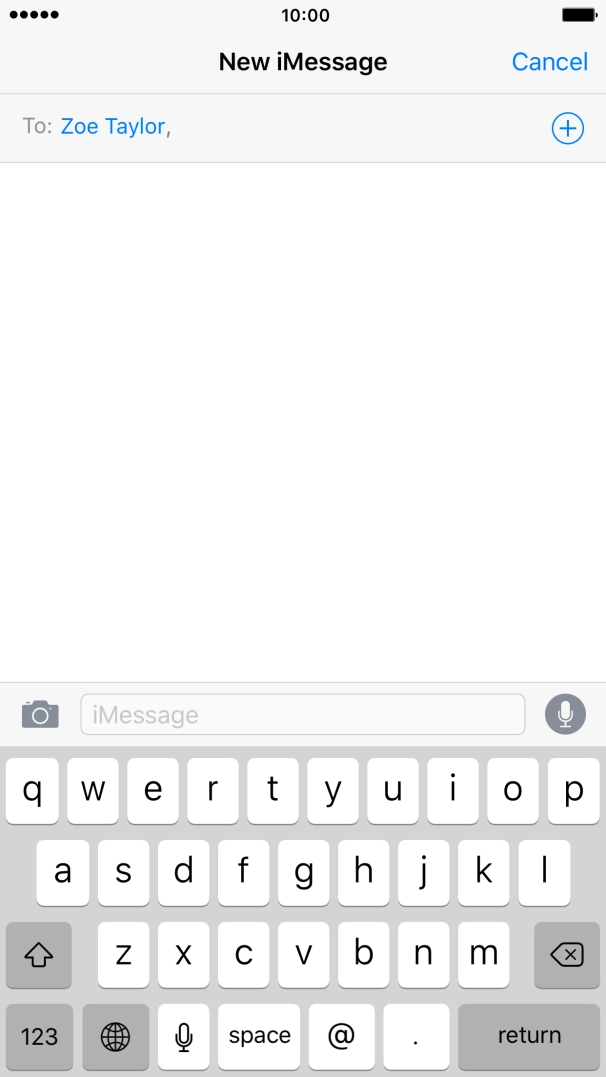 If the recipient can receive iMessages, iMessage is displayed in the text input field.