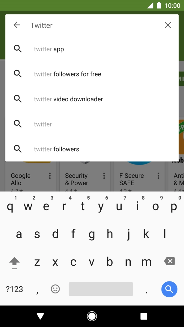 Key in Twitter and press the search icon. Key in Twitter and press the search icon.
