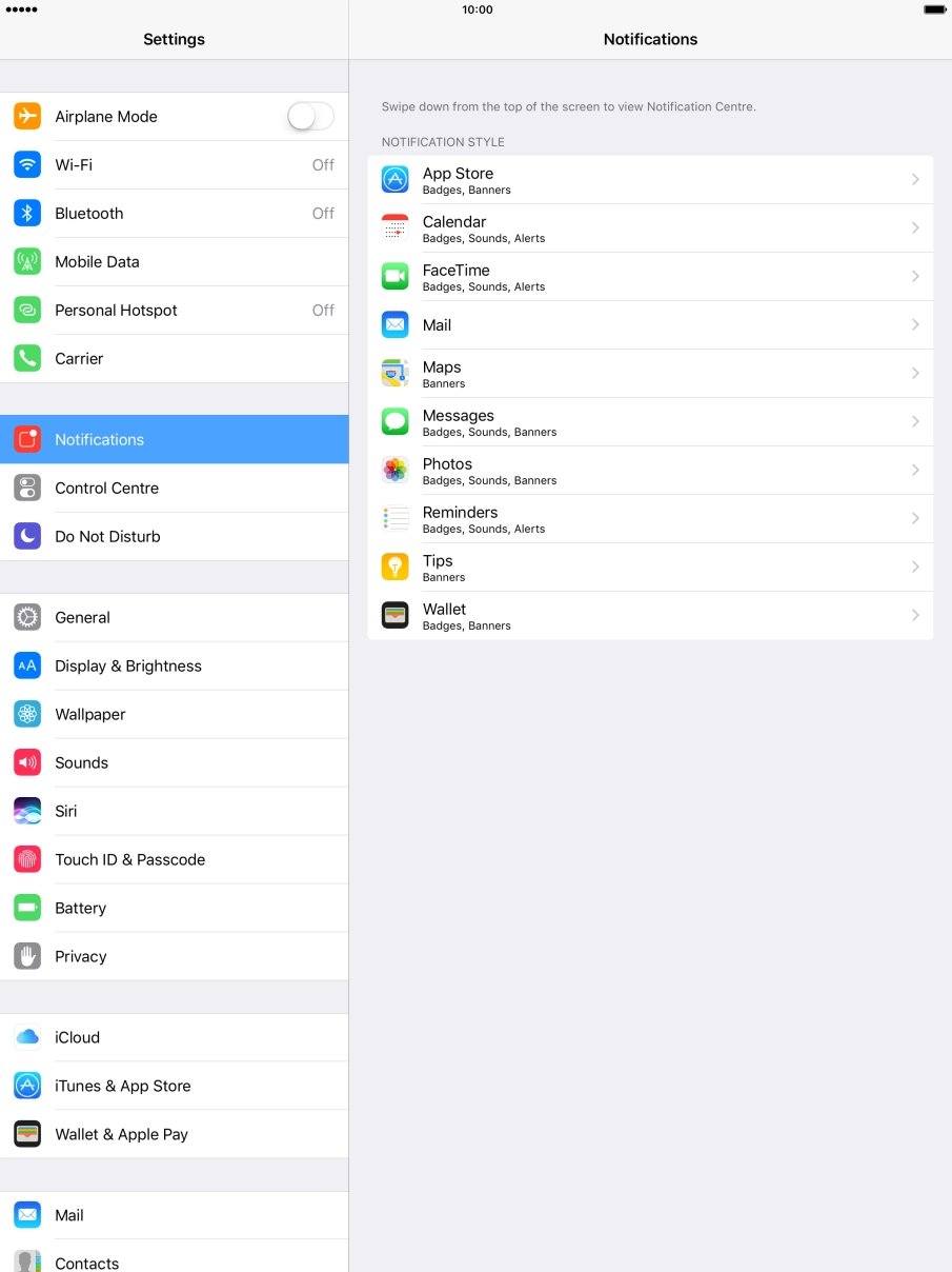 Press the required application.