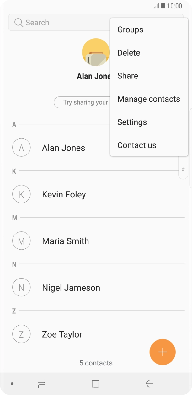 Press Manage contacts.