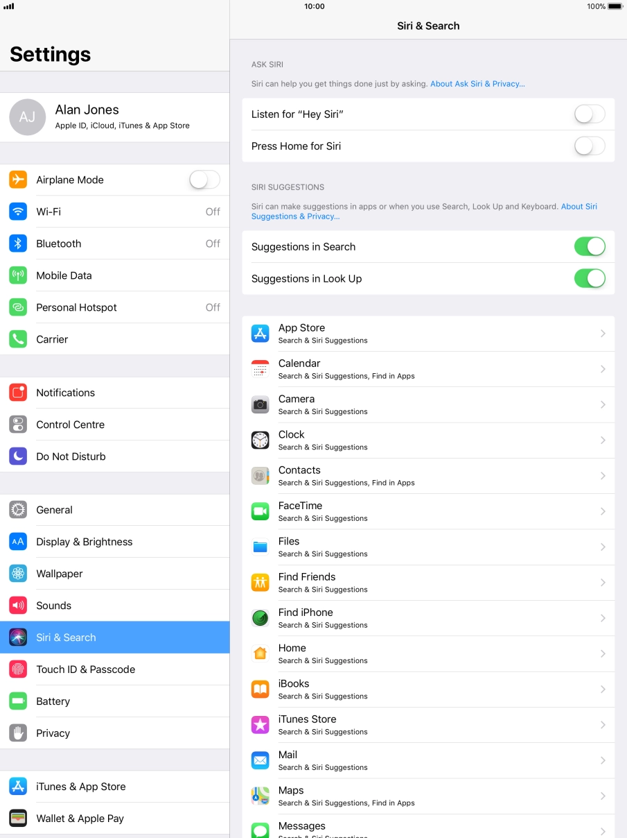 Press the indicator next to 