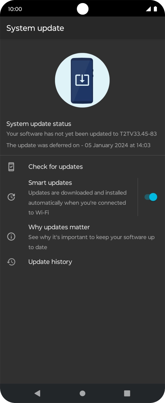 Press Check for updates. If a new software version is available, it's displayed. Follow the instructions on the screen to update the phone software.